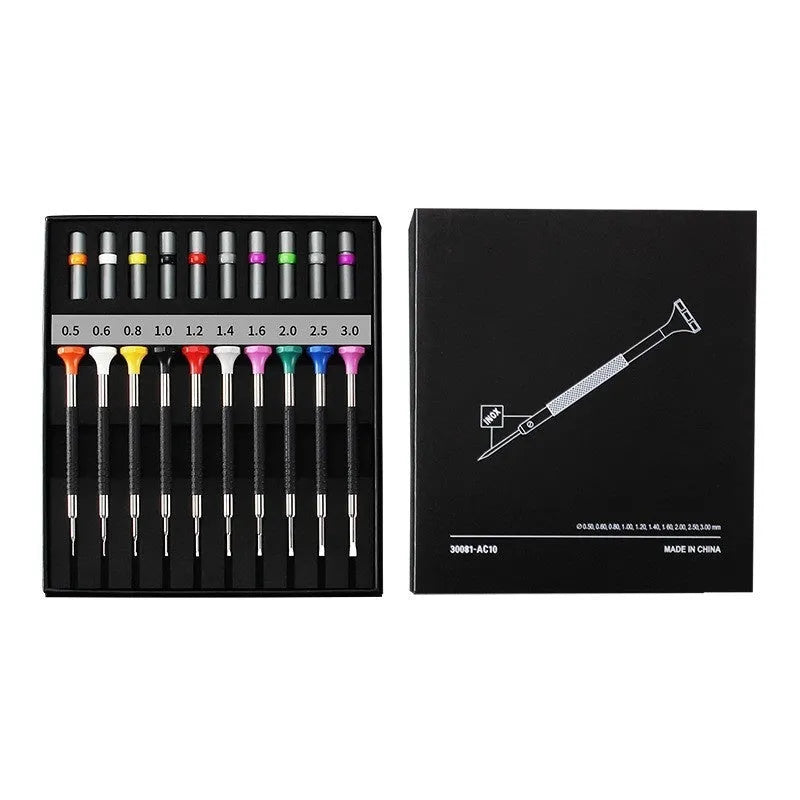 10-piece precision screwdriver kit for watch repair and telecommunications maintenance tools