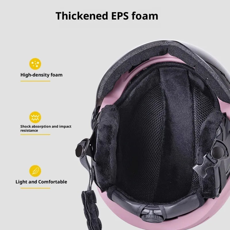 Unisex skiing helmet cover with integrated molding, PC shell, EPS liner, solid colour, black, blue, white, purple, carbon fibre, lotus root starch