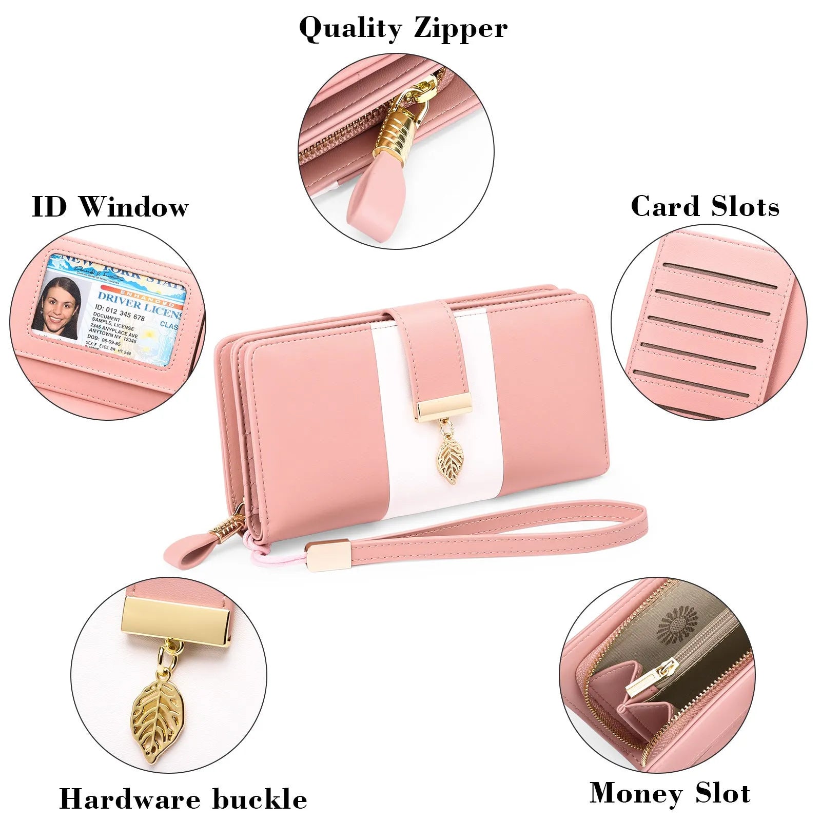 Midnight black anti-theft clutch bag with combination lock, shown open to reveal RFID-blocking card slots and microfiber lining.