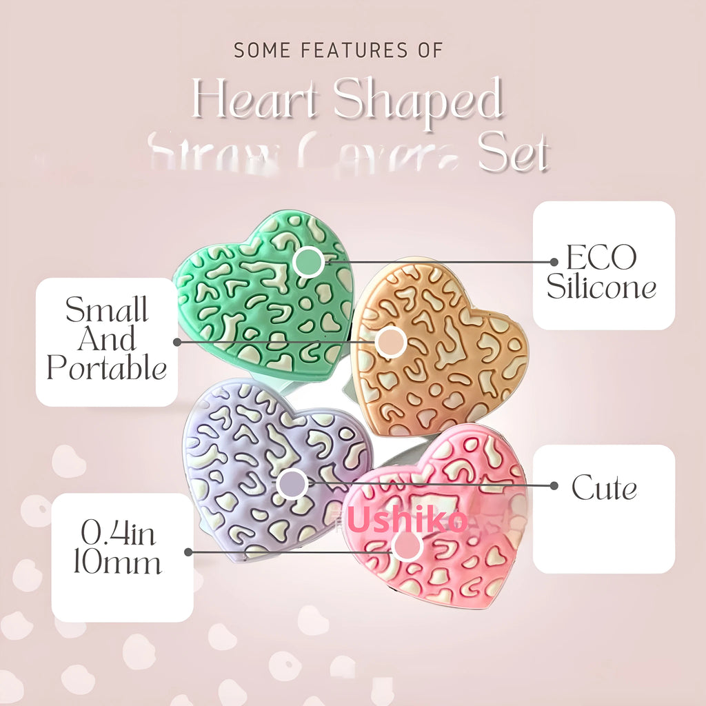 Set of 4 colourful leopard print straw tip covers with simple portable design for dust protection