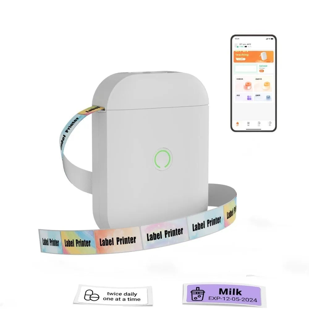D11 AIYIN White portable Bluetooth thermal label printer for household kitchen storage and gift labeling
