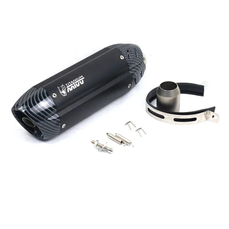 Stainless steel modified small hexagonal motorcycle exhaust pipe with muffler, 51mm calibre.