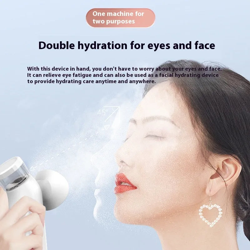 White rechargeable hot and cold compress eye mask device with USB cable