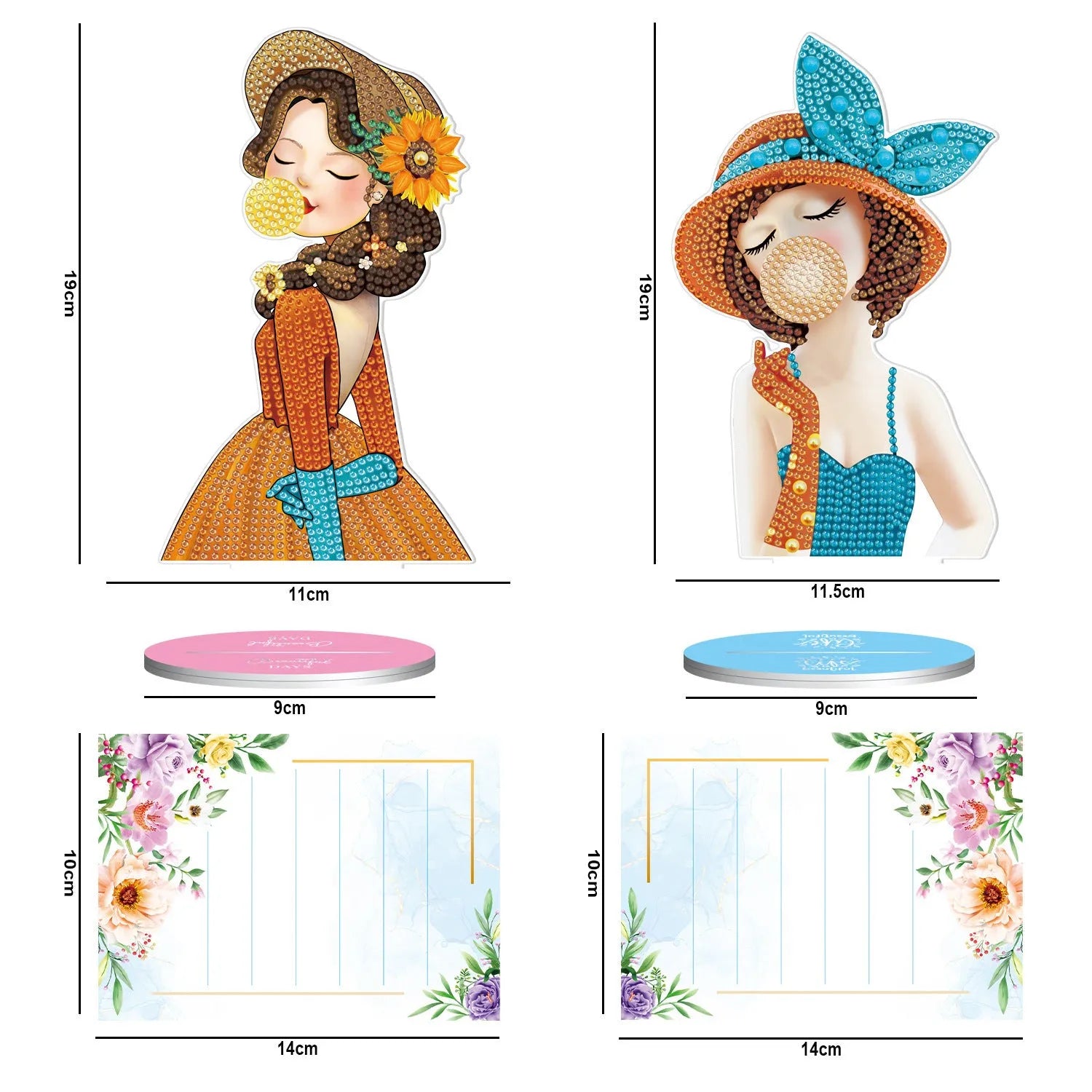Handmade American style diamond painting desktop note clip decoration measuring 19cm wide.