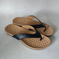Women's basic plain thong flip flops with PU upper and rubber sole in black white and light brown