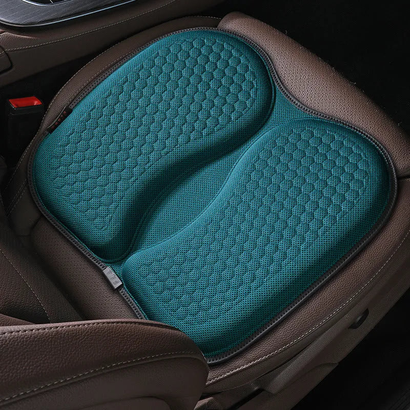Honeycomb pattern gel car seat cushion shown in one of six colour options.
