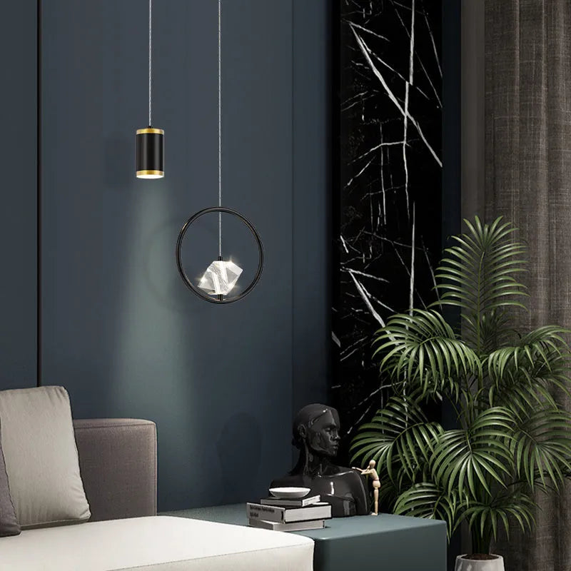 28cm iron pendant lamp with starry sky projection, black gold finish, three colour dimming LED