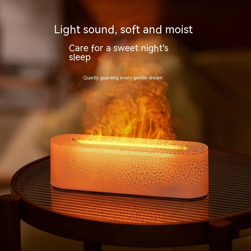 Creative lava style USB plug-in aroma diffuser and humidifier with LED lighting on a desktop
