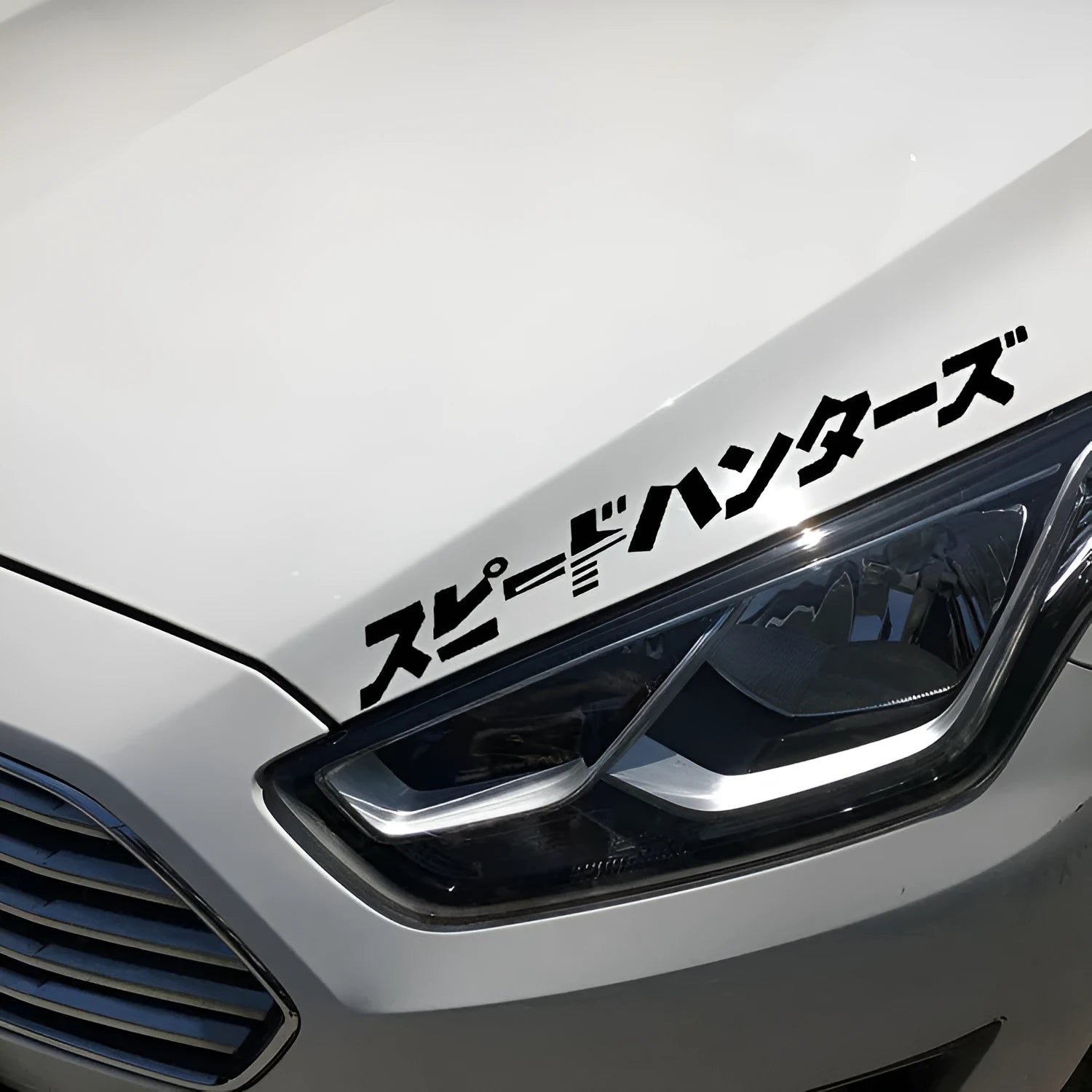 35x35cm square reflective car sticker with Japanese design in black and white colour options