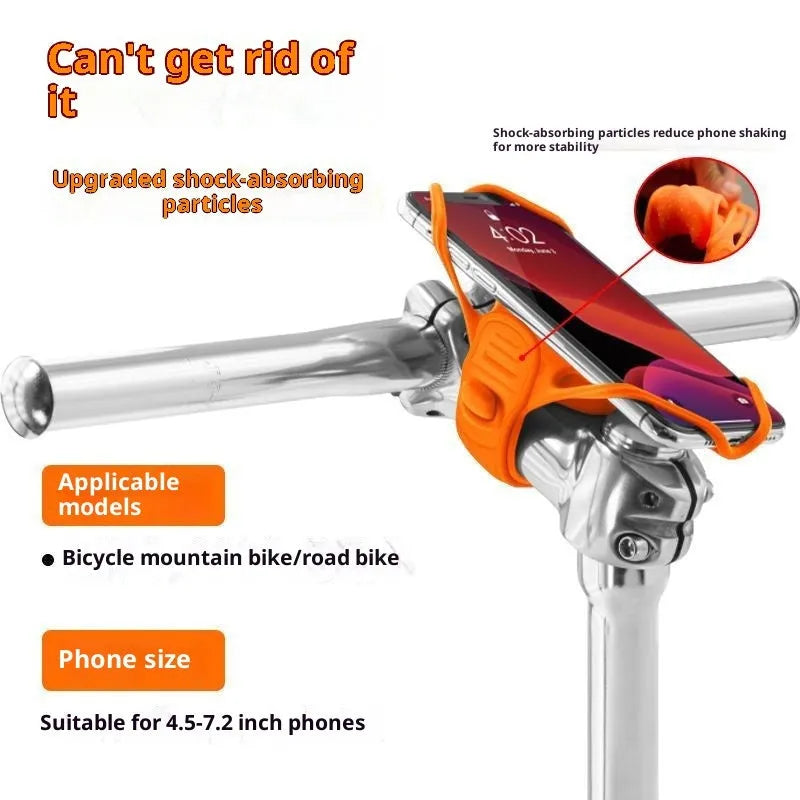 Black plastic universal adjustable road bike phone mount on bicycle handlebar