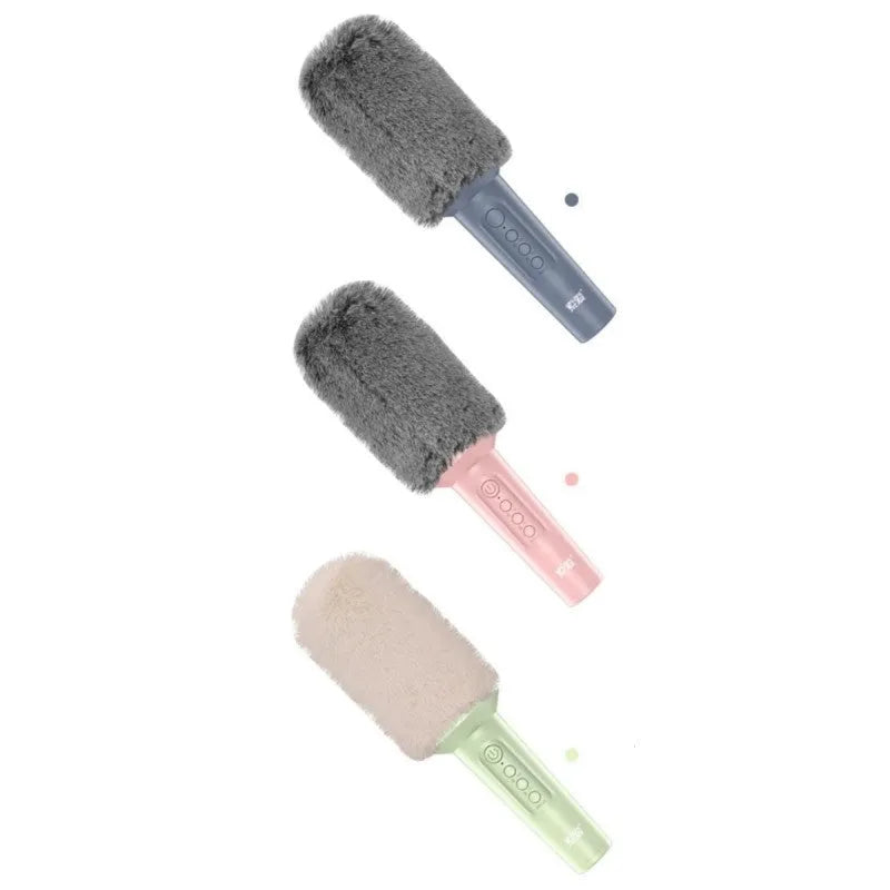 Wireless Bluetooth karaoke microphone in pink, blue, and green colour options