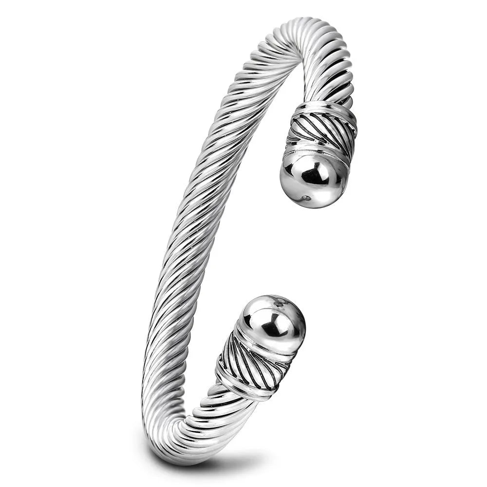 Titanium steel bracelet with 7mm cable opening in gold electroplated finish