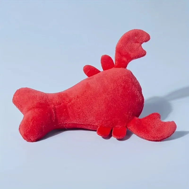 Red squeaky lobster plush dog toy measuring 12.5 cm for small and medium breeds