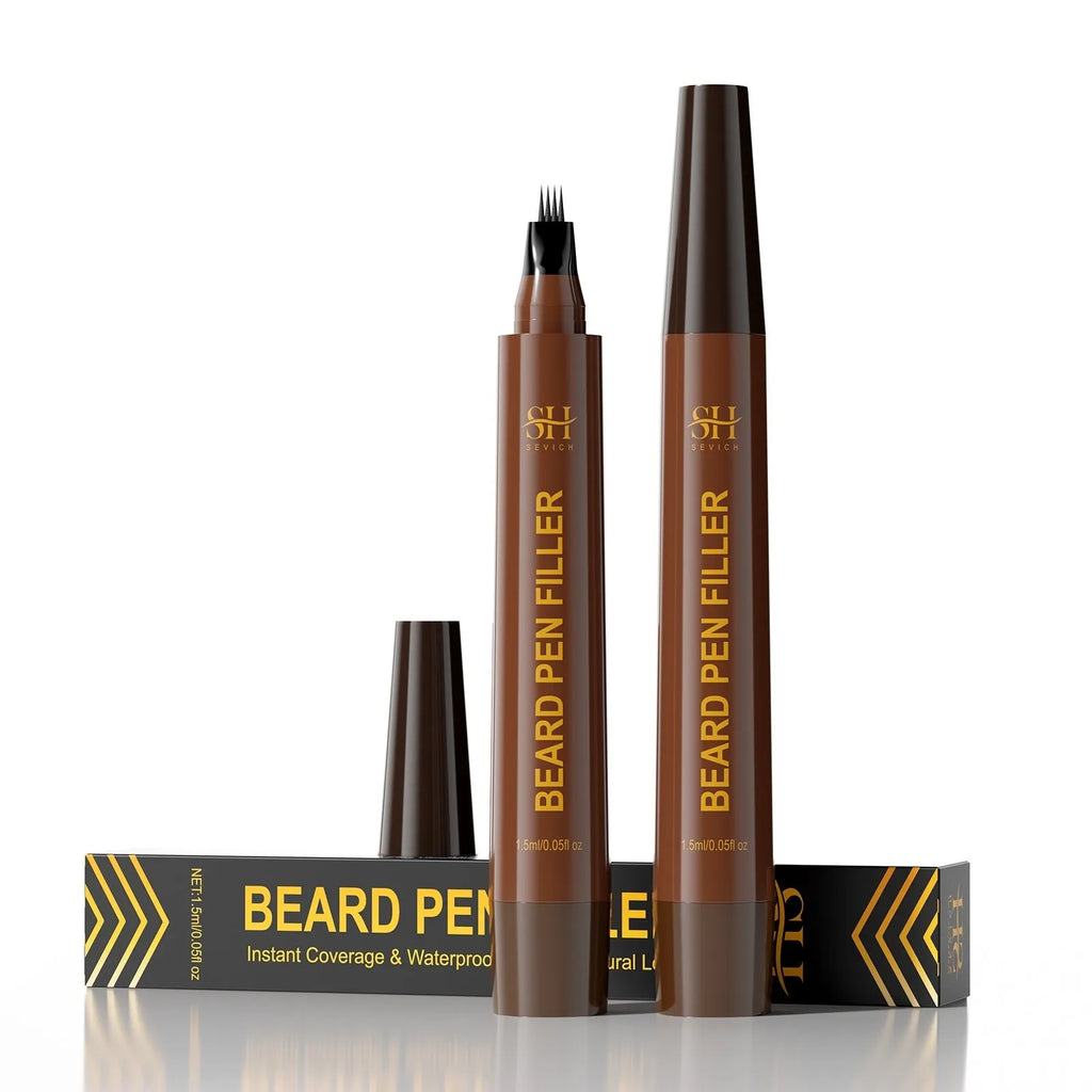 Men's sweatproof waterproof eyebrow pencil for beard and hairline filling in black and dark brown