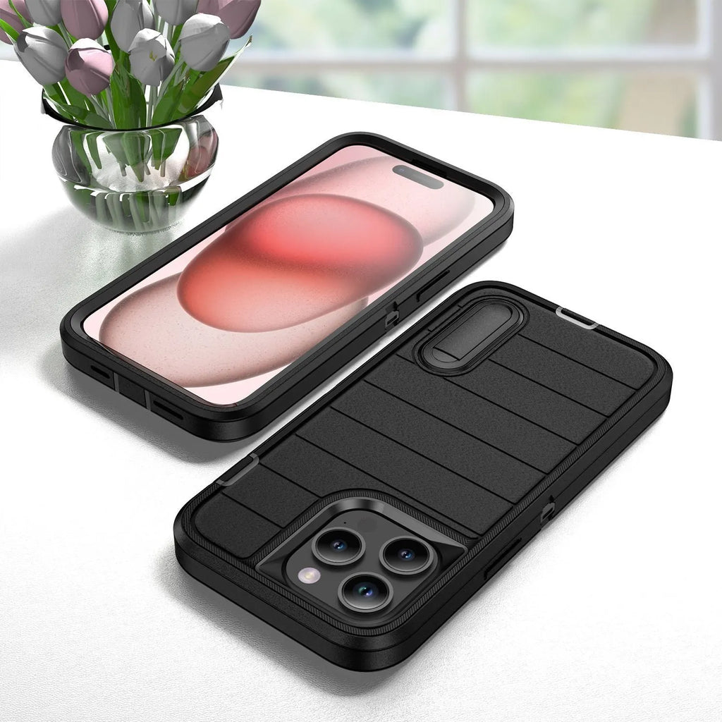Apple iPhone 14 defender case with bracket in black orange colour, PC material, drop protection