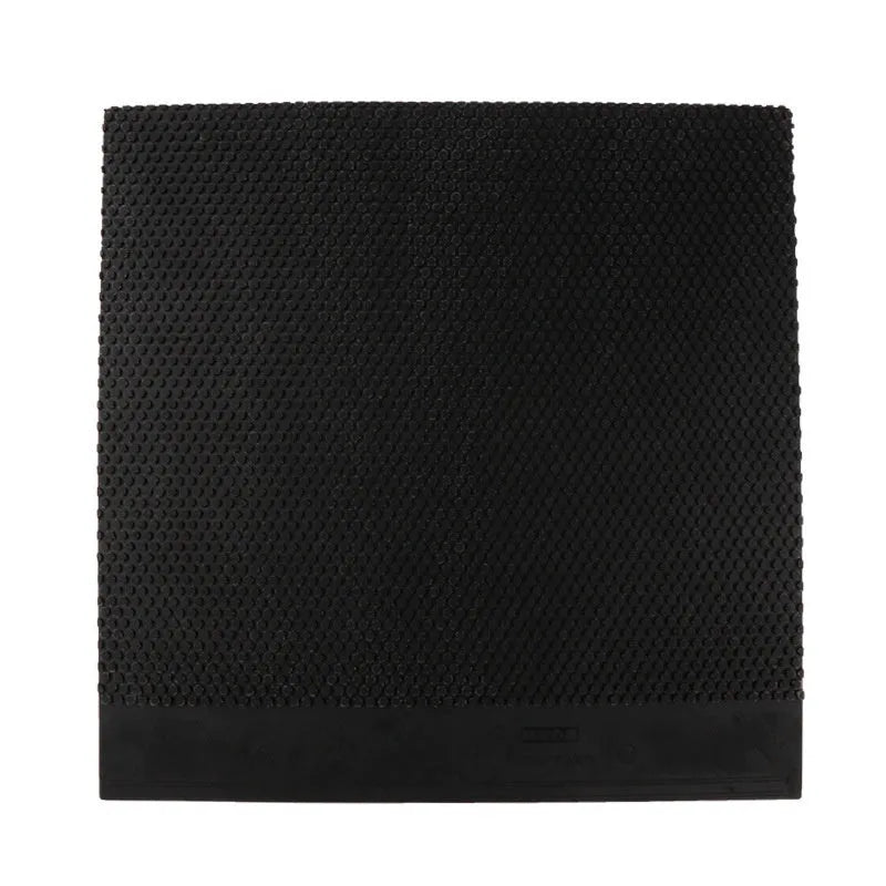 Single sheet of small particle table tennis rubber in black and red colour options.