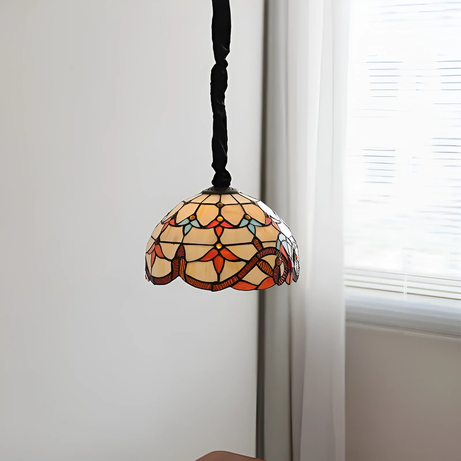 MD-1027 Mediterranean pendant lamp with hand-woven glass shade and ABS body for bedroom or dining room