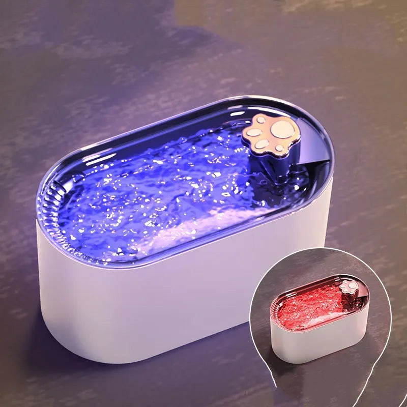 Berlin blue automatic pet water fountain with 3-litre capacity and LED indicator light
