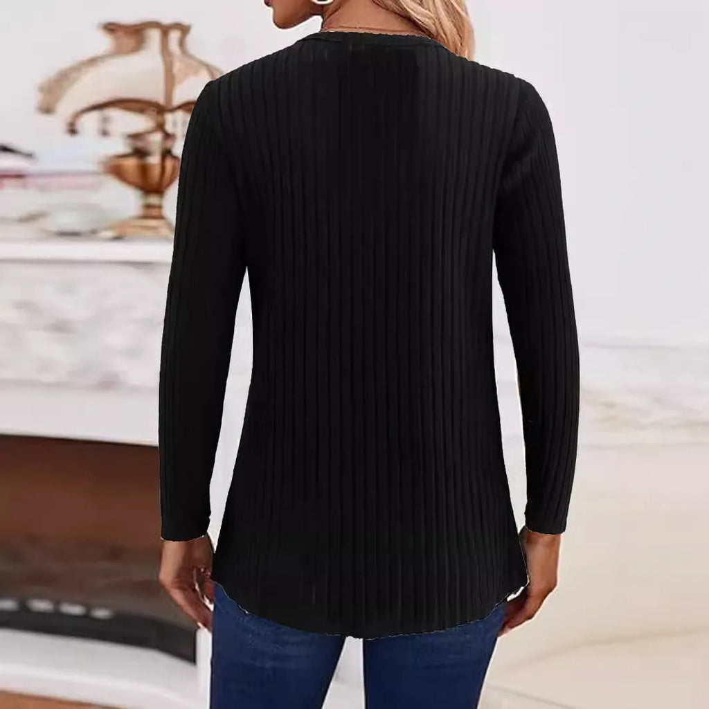 Solid colour knitted sweater with button front in Japanese Korean casual style