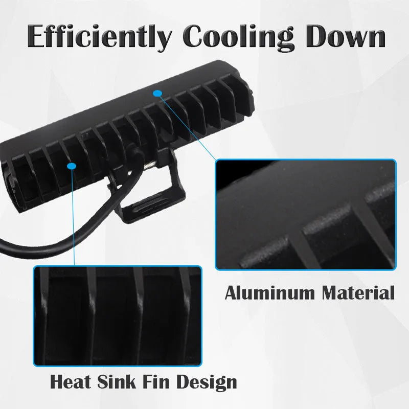 Black aluminium 7-inch 60W LED strip work light with straight line shape