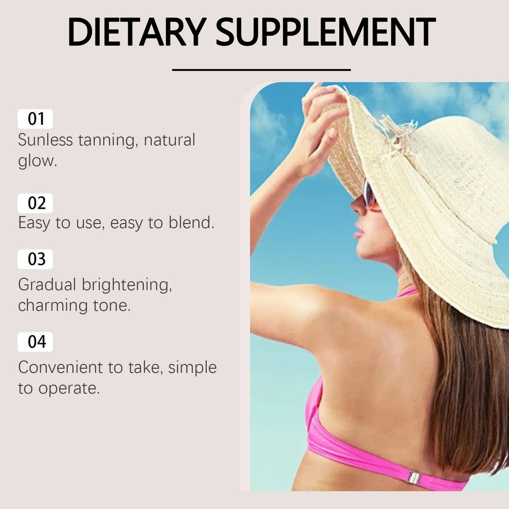 60ml sun protection tanning essence bottle for body care, measuring 30 × 30 × 125mm.