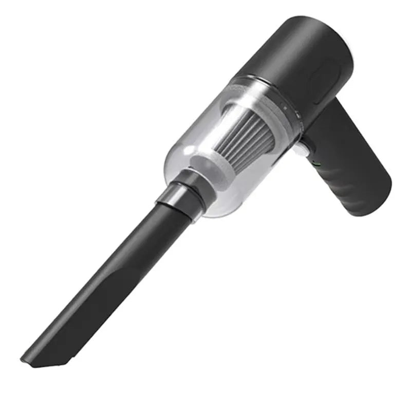 Black handheld portable car wireless vacuum cleaner with USB charging cable