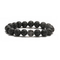 Volcanic rock agate geometric bracelet with stainless steel finish showing 10mm volcano colour stone
