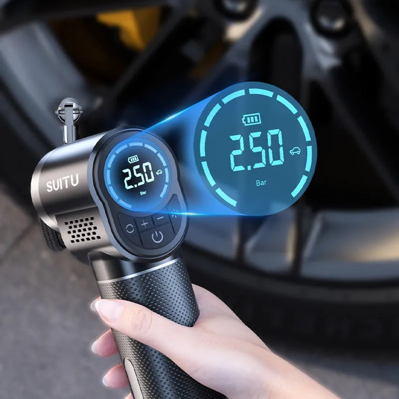 ST-5518 portable wireless air pump with charging cable and nozzle accessories