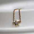 18K yellow gold adjustable star ring with two diamonds on hand, women's light luxury design
