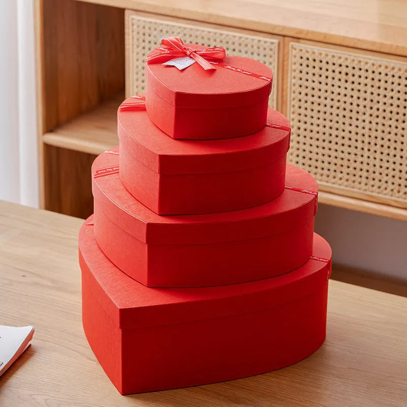 Red love engagement proposal large flower ceremony packing box with greeting card option for Qixi romantic gift presentation