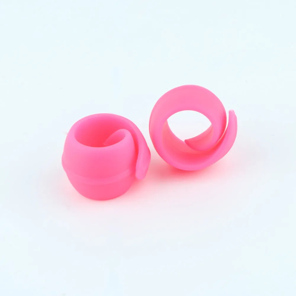 Set of 14 silicone sewing spool fixing clips in 20mm size in circle blue, green, orange, and pink