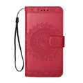 Red flip type anti-drop mobile phone case for Apple iPhone 6 Plus 6S Plus with imitation leather relief texture