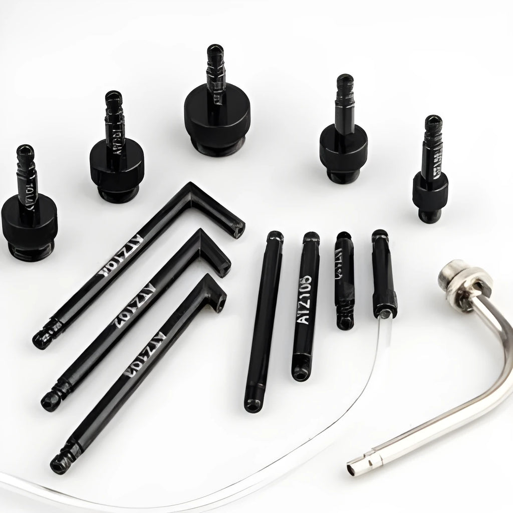 Thirteen-piece automatic transmission oil refuelling tool kit with injector and connectors