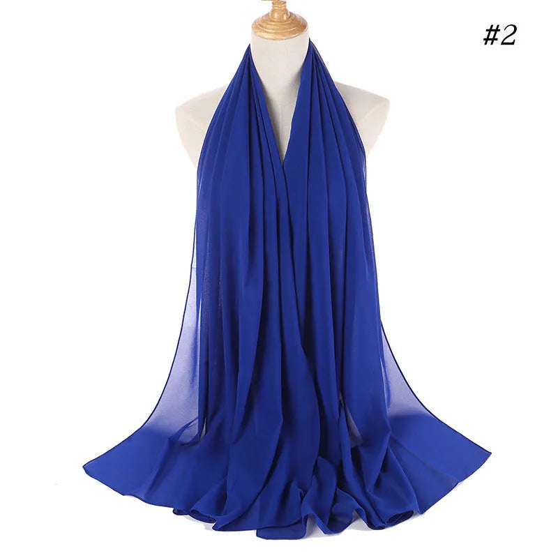 Women's solid colour pearl chiffon scarf 180x70cm lightweight polyester scarf for daily use