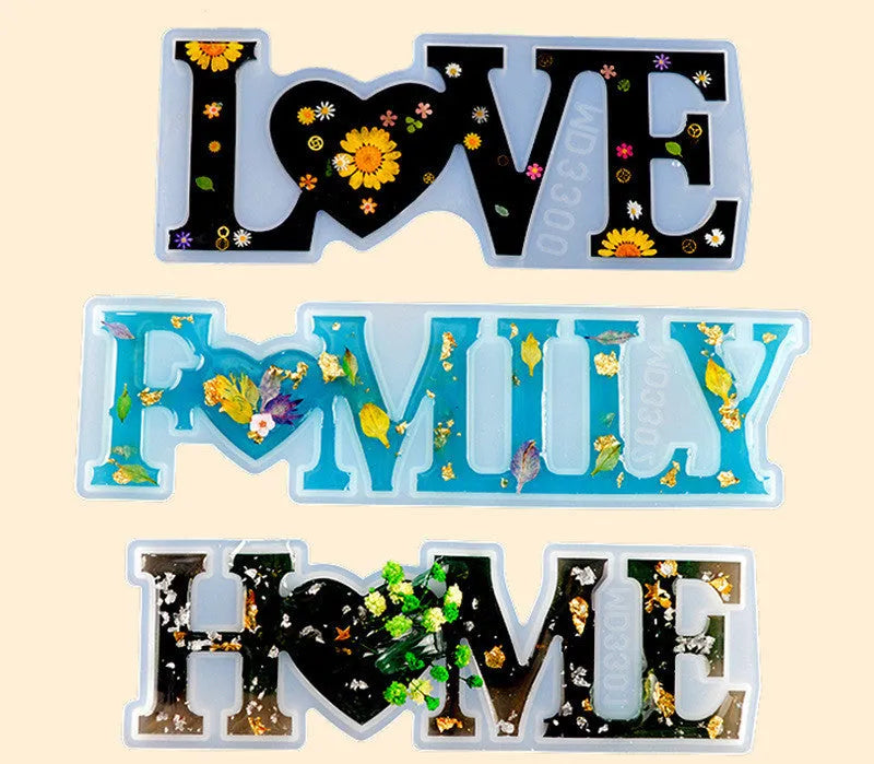 Silicone epoxy mould for creating English letter resin jewellery in six style variations