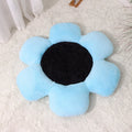 85cm round flower pattern cat nest with plush fabric and sponge-filled walls in blue colour