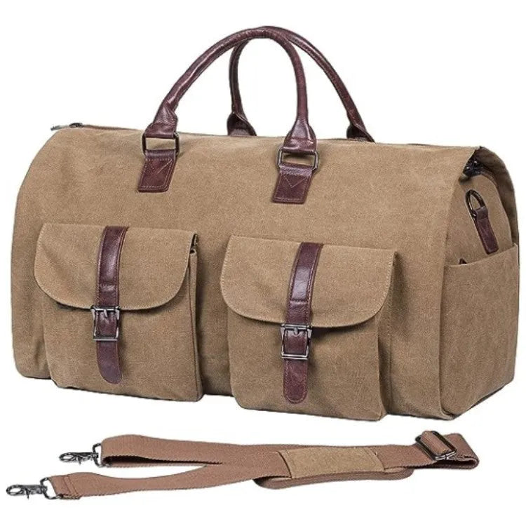 Portable folding PU leather travel bag in solid colour, 56x33x32cm, shown against neutral background
