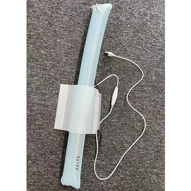 Blue inflatable camping lantern with USB charging, aluminium alloy body, 65cm or 85cm sizes, with drawstring pouch