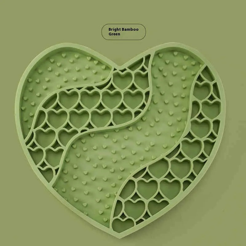 Silicone dog licking mat in Bright Bamboo Green, 20x18.5cm slow food feeding mat with textured surface