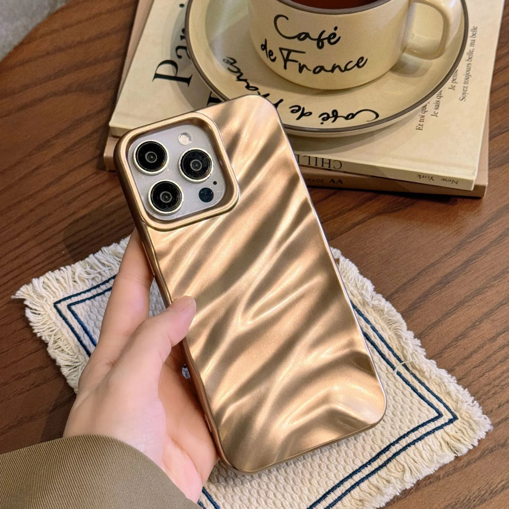 High-grade desert gold silk pattern TPU phone case for iPhone with three-dimensional ins-style back cover in purple