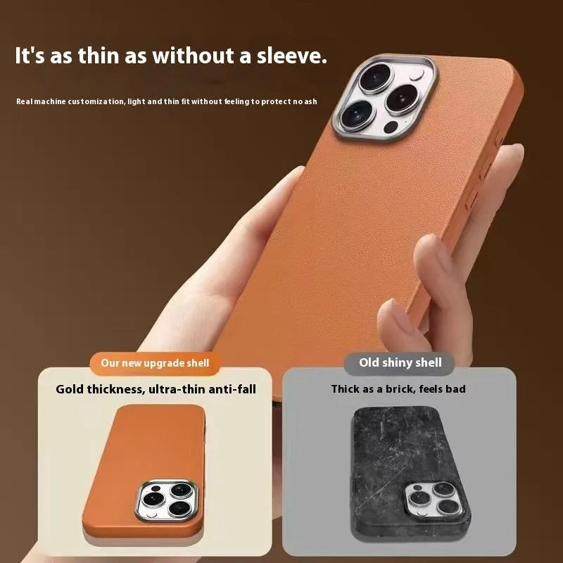 TPU phone case with leather pattern and frosted blade finish for Apple iPhone in black