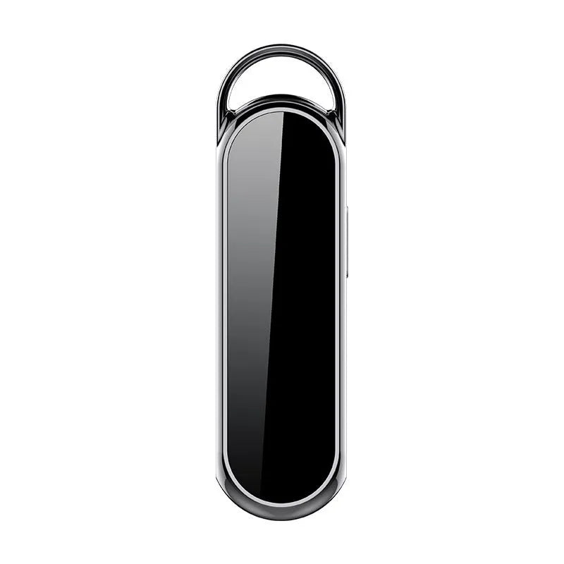 Black one-key recording smart voice recorder with metal body and compact dimensions 83.5x23x11mm