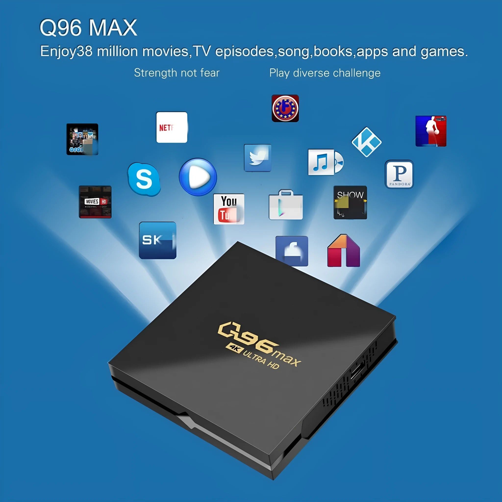 Q96 MAX S905 Android 4K TV Box set top box with remote control and HDMI cable