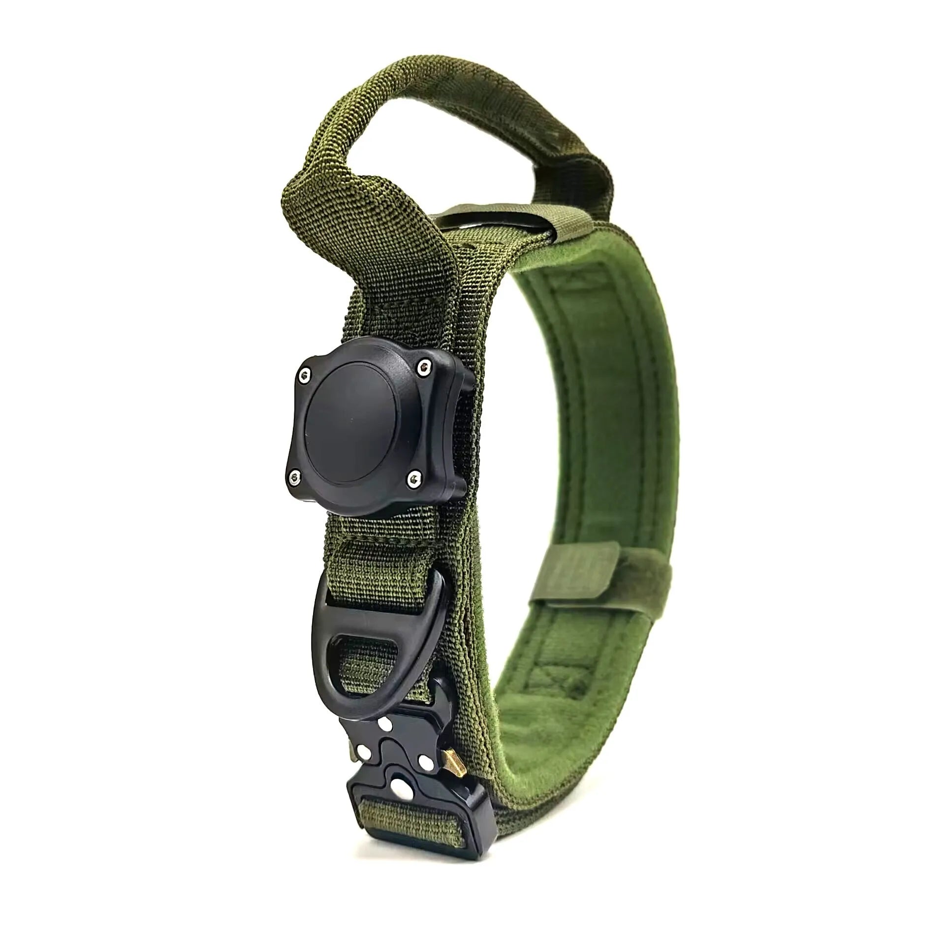 Tactical waterproof dog collar with positioning ring in denim style pattern