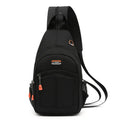 Women's multifunctional Oxford cloth backpack with USB design, medium size, vertical square shape, colour block finish