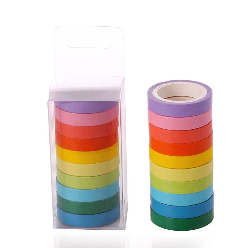 Solid colour candy tape set 10-colour rainbow washi tape rolls 7.5mm width 5m length