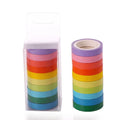 Solid colour candy tape set 10-colour rainbow washi tape rolls 7.5mm width 5m length