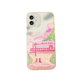 Soft silicone iPhone case with a colourful two cat cartoon design on the back