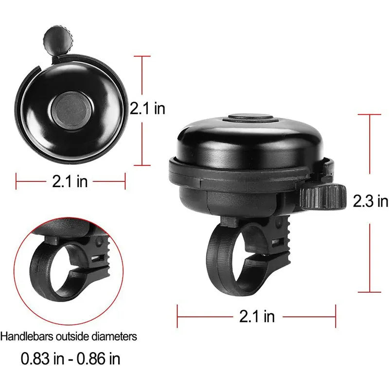 Black bicycle flat bell with 58mm diameter for mountain bike handlebars
