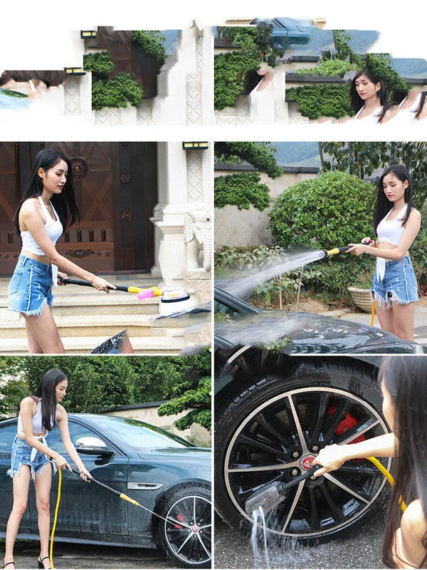 Car wash water gun set with foam pot and brush mop on standard colour